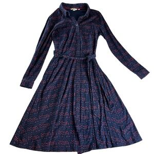Boden J0512 Shirt Dress Midi Cotton Modal Fit Flare Polka Dot Belted US 4R